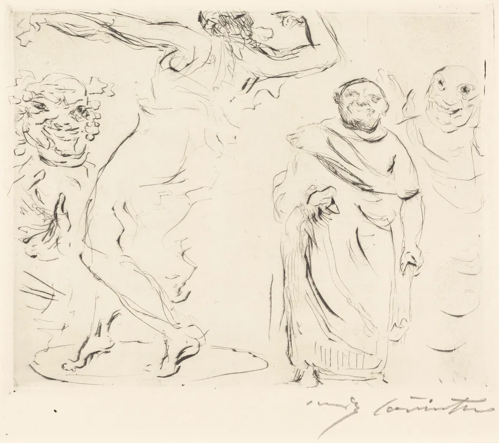 Das Gastmahl des Trimalchio: pl. XI (The Banquet of Trimalchio: pl. XI), by Lovis Corinth, ink, 1919