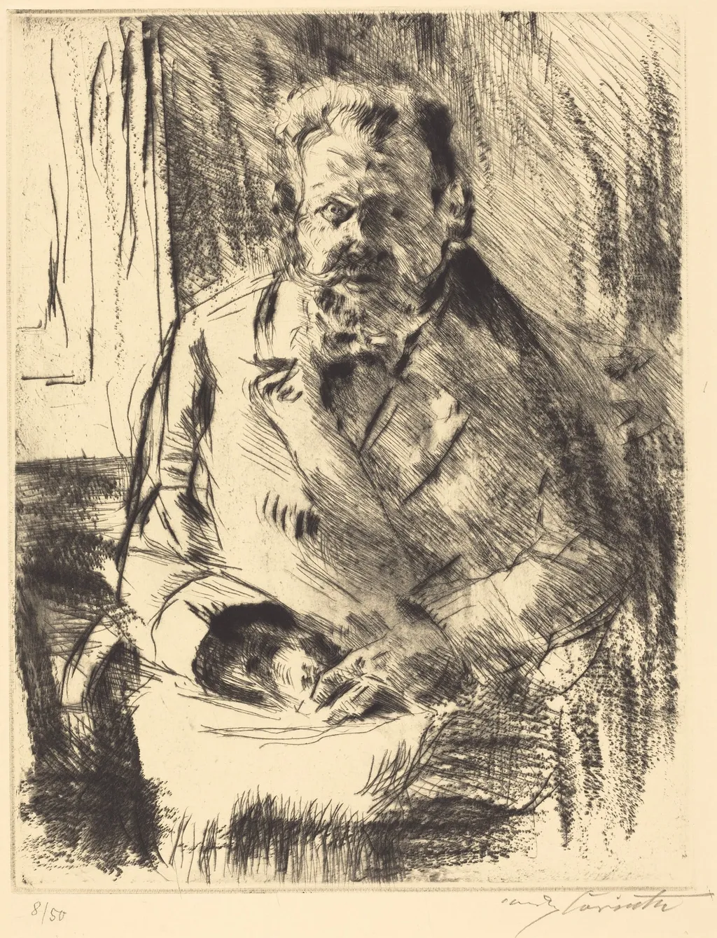 Der Dichter (The Poet), by Lovis Corinth, ink, 1920