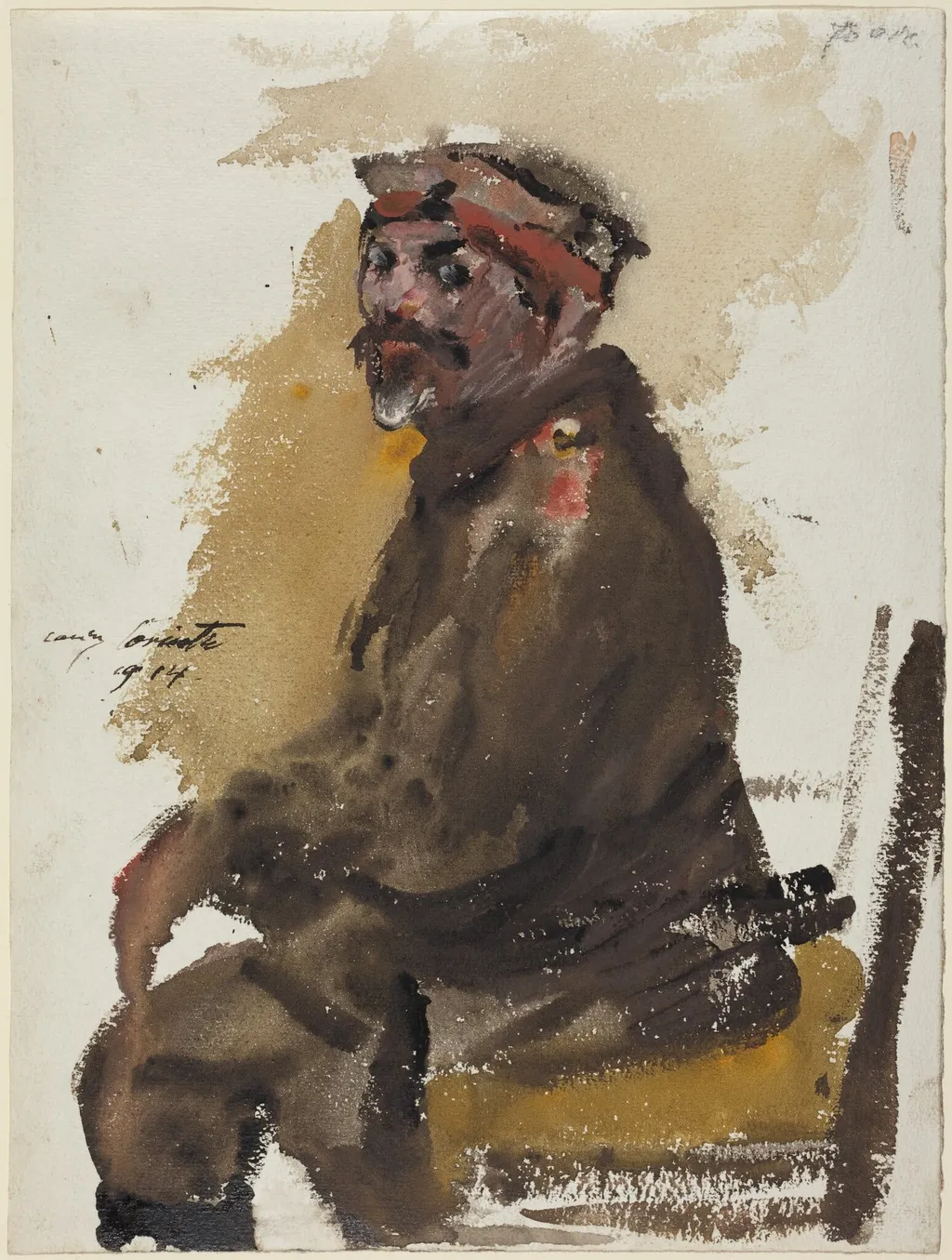 Hermann Struck in Uniform, by Lovis Corinth, gouache, 1914