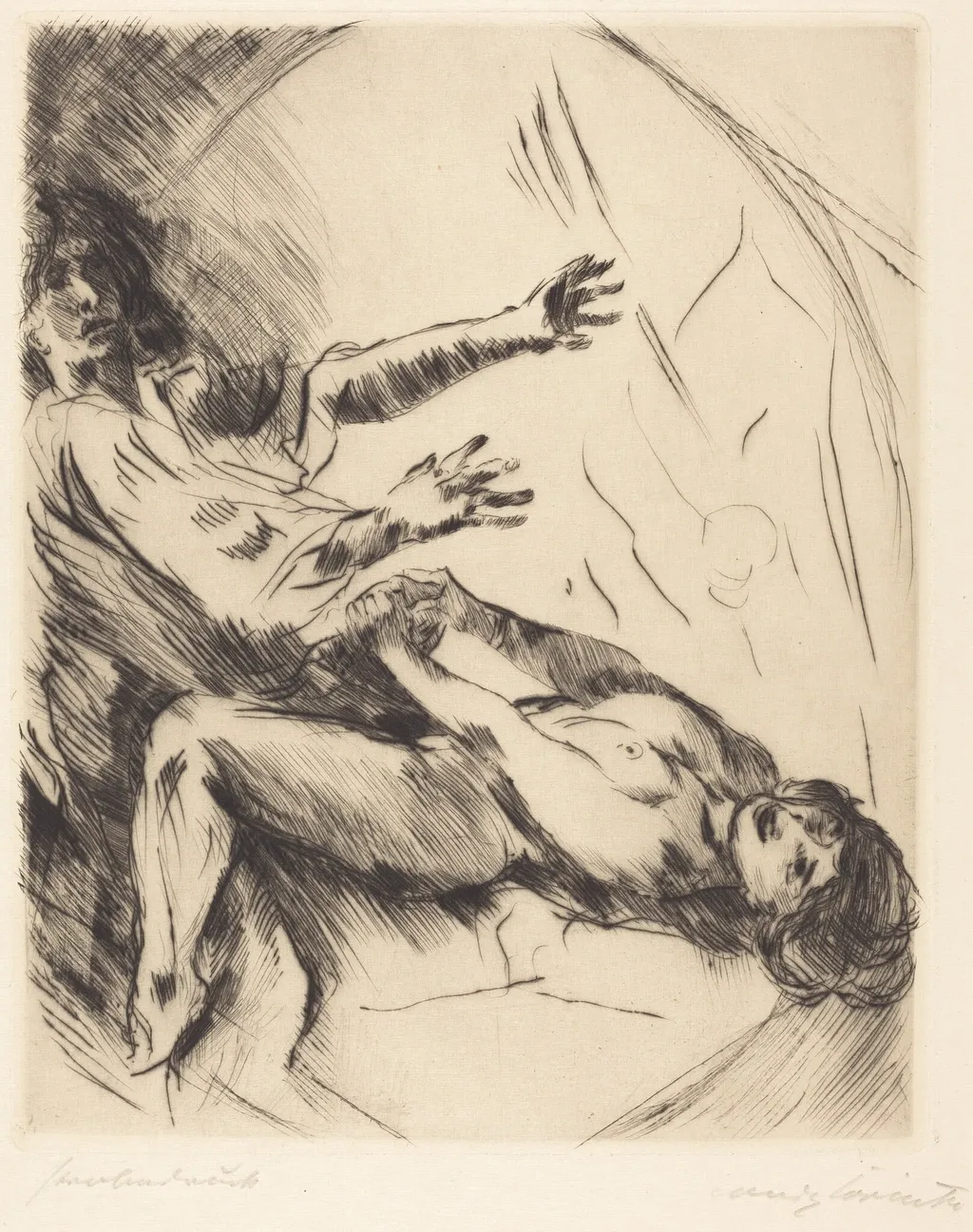 Joseph und Potiphars Weib I (Joseph and Potiphar's Wife I), by Lovis Corinth, ink, 1914