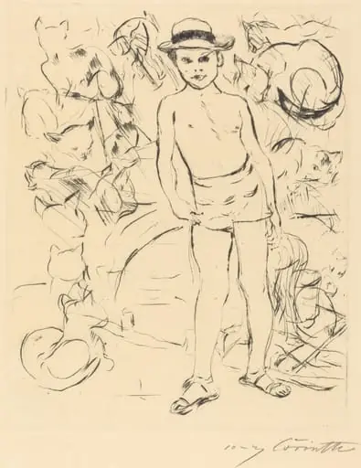 Knabe mit Badehose und Strohhut (Boy Wearing Bathing-Trunks and Straw Hat), by Lovis Corinth