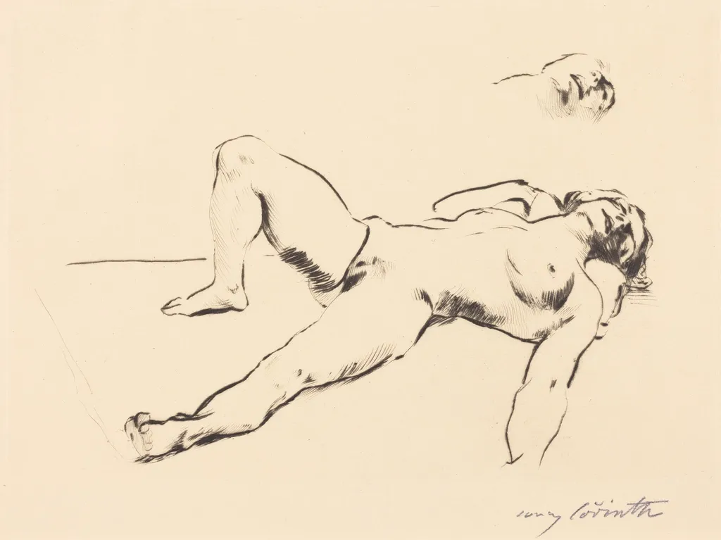 Liegender Weiblicher Akt II (Reclining Female Nude II ), by Lovis Corinth, ink, 1912