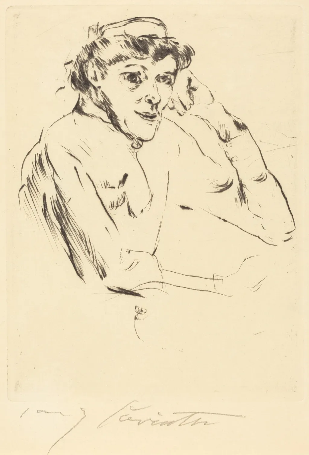 Pflegerin (Nurse), by Lovis Corinth, ink, 1914
