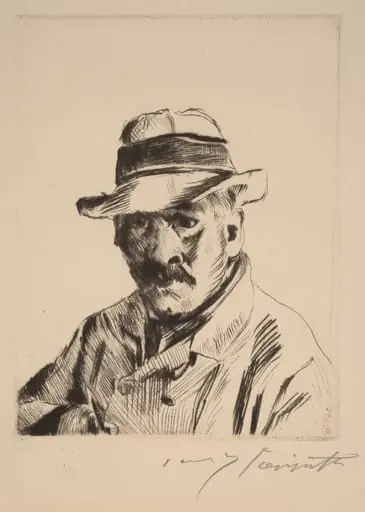 Selbstbildnis im Strohhut, als Brustbild (Self-Portrait in a Straw Hat, Bust Length), by Lovis Corinth