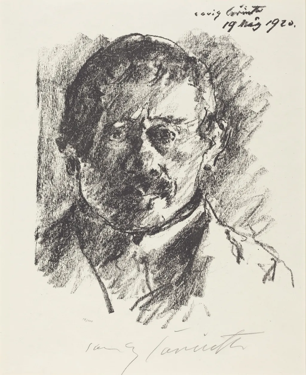 Selbstbildnis (Self-Portrait), by Lovis Corinth, ink, 1920