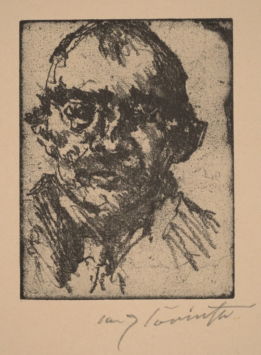 Selbstbildnis (Self-Portrait), by Lovis Corinth, ink, 1920