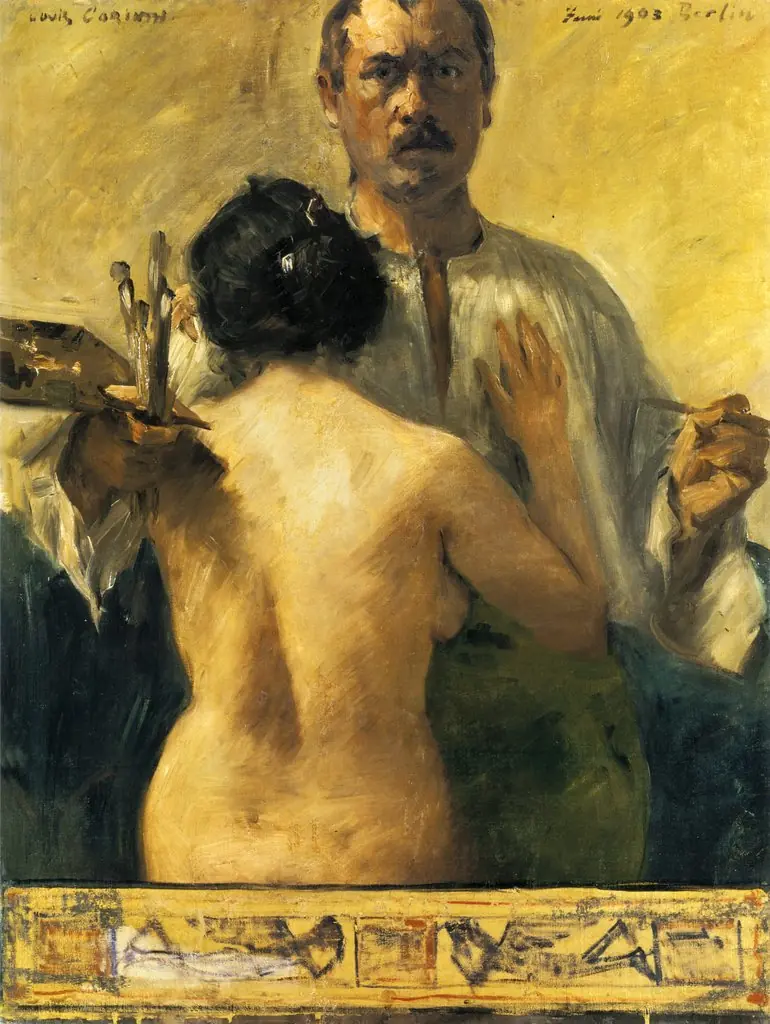 Self portrait with model, by Lovis Corinth