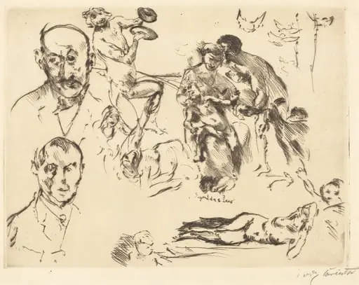 Sketches of Men, including Max Liebermann, by Lovis Corinth