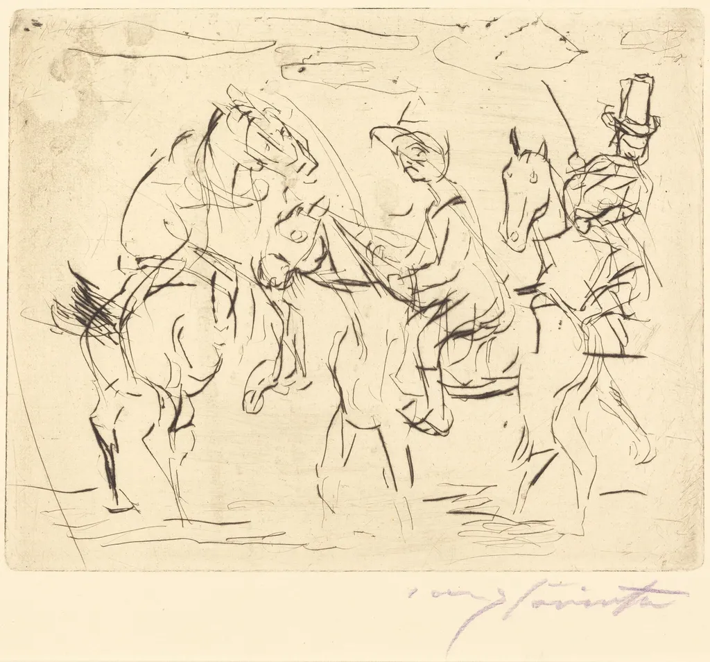 Sonntagsreiter (Sunday Riders), by Lovis Corinth, ink, 1920