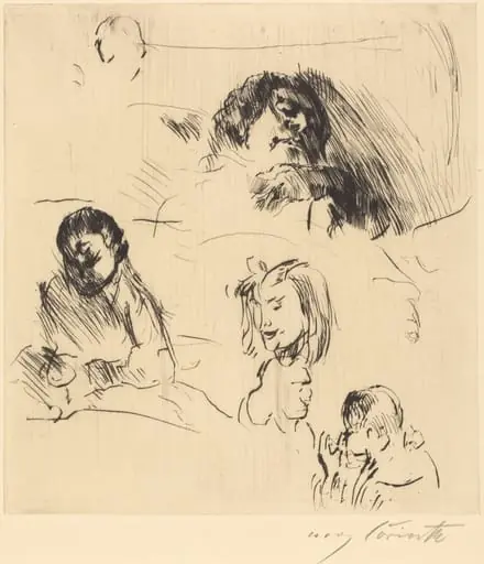 Verschiedene Bilnisstudien (Portrait Sketches), by Lovis Corinth