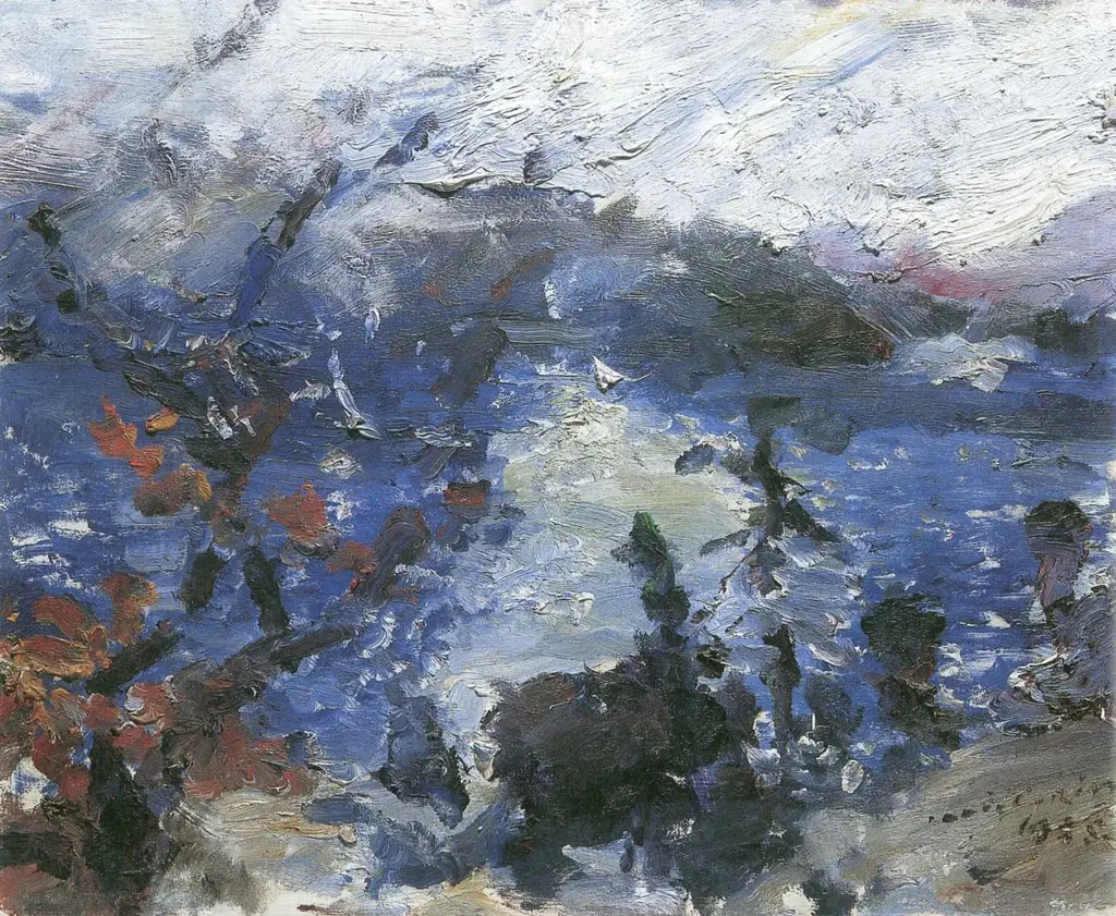 Walchensee, Berge in Wolken, by Lovis Corinth