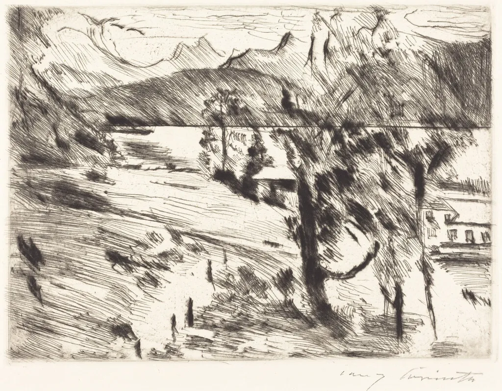 Walchensee landschaft (Walchensee Landscape), by Lovis Corinth, ink, 1919
