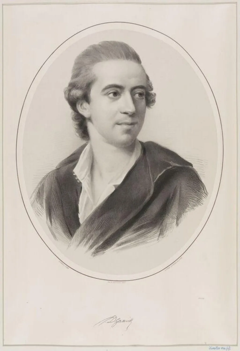 David Garrick, actor (1716-1779), by Lowes Cato Dickinson, 1850