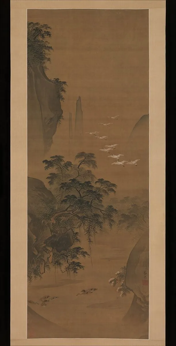 明   呂紀   秋景花鳥圖   軸|Autumn landscape with egrets and ducks — Lü Ji