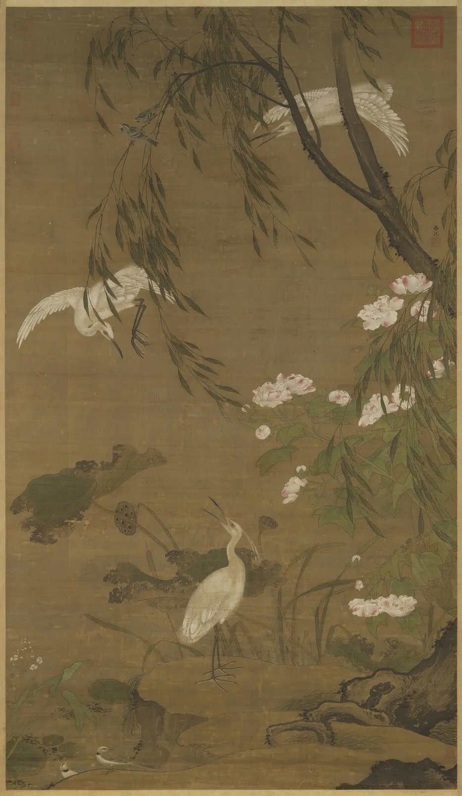 明呂紀秋鷺芙蓉圖 軸, by Lü Ji, unspecified, 1439
