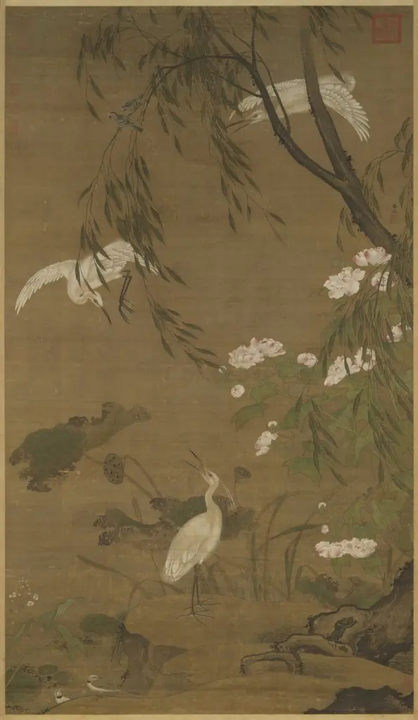 明呂紀秋鷺芙蓉圖 軸, by Lü Ji