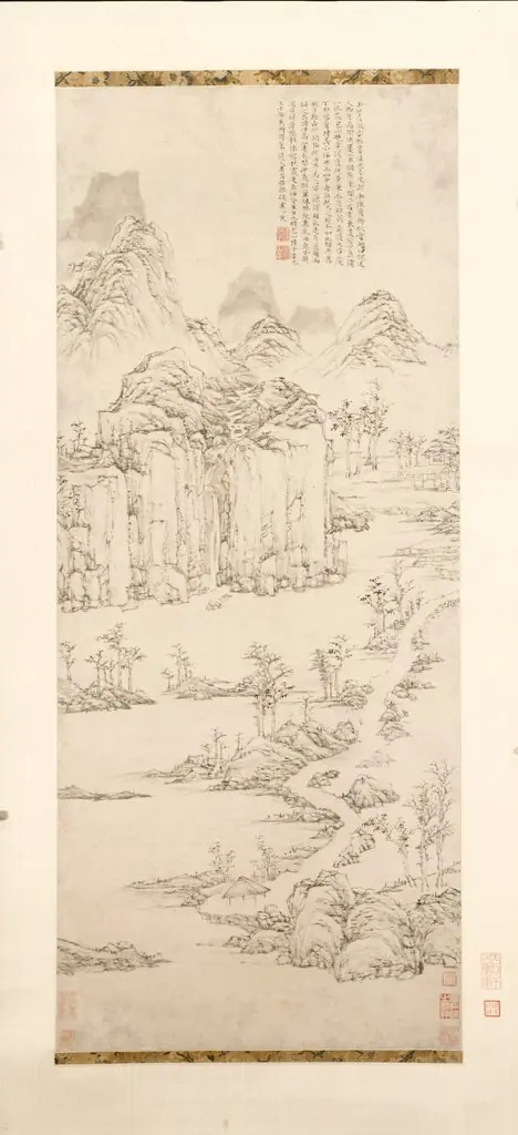 Daoist Retreat in Mountain and Stream (Landscape after Ni Zan [1301–1374]), by Lu Zhi
