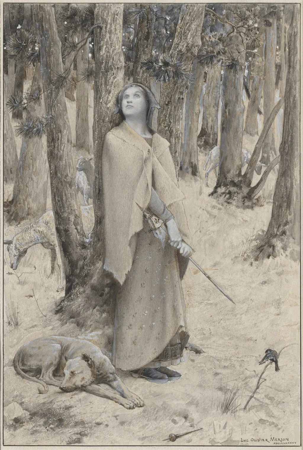 Joan of Arc Hearing the Voices, by Luc-Olivier Merson, ink, 1895