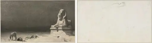 The Rest on the Flight into Egypt (recto); Sketch of a Sphinx [?] (verso), by Luc-Olivier Merson