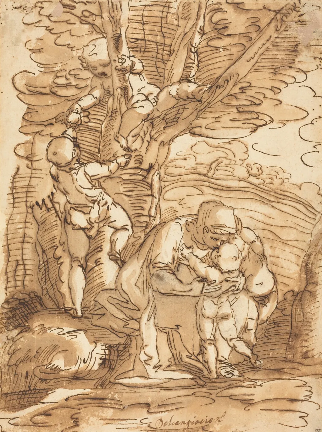Charity, by Luca Cambiaso, ink, 1556