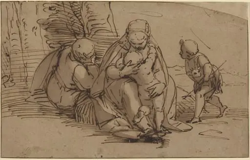 Holy Family with Infant Saint John, by Luca Cambiaso