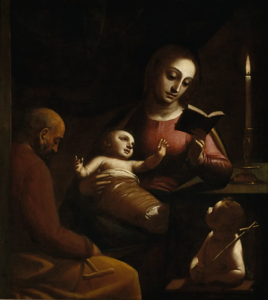 Holy Family with St John the Baptist, by Luca Cambiaso, oil
