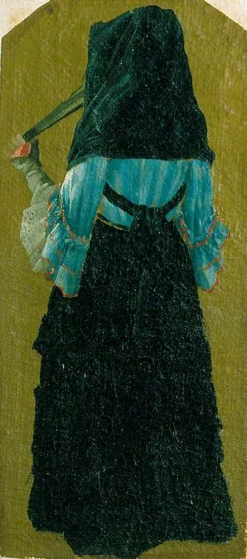 A Lady Seen from Behind, Holding a Fan, by Luca Carlevarijs