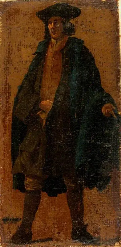 A Man Wearing a Blue Cloak, by Luca Carlevarijs
