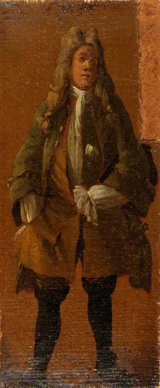 A Man Wearing a Green Coat, by Luca Carlevarijs