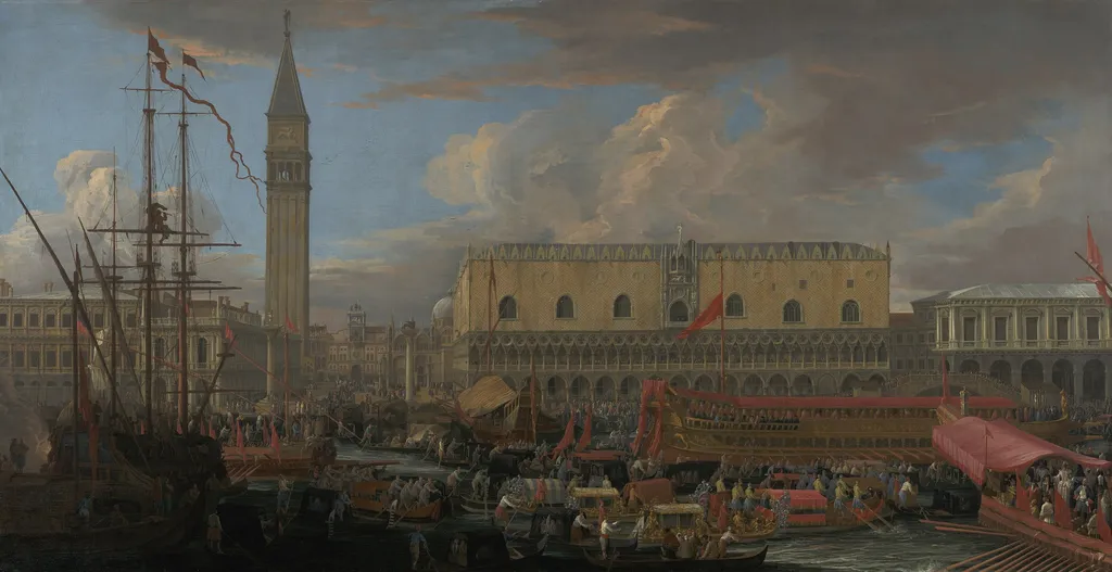The Bucintoro Departing from the Bacino di San Marco, by Luca Carlevarijs, oil, 1710