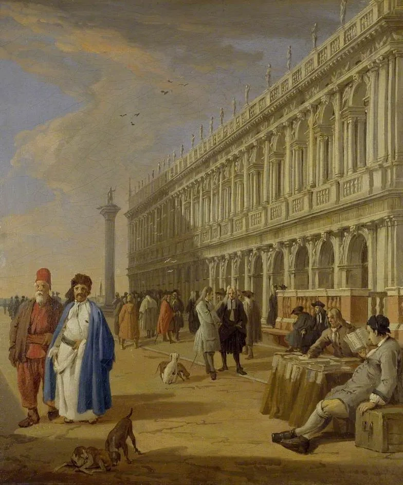 The Piazzetta, Venice, by Luca Carlevarijs, oil, 1720