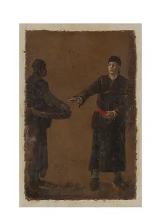 Two Studies of Men, by Luca Carlevarijs, 1700
