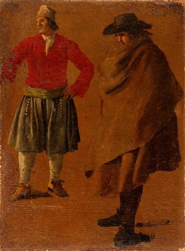 Two Studies of Men, by Luca Carlevarijs
