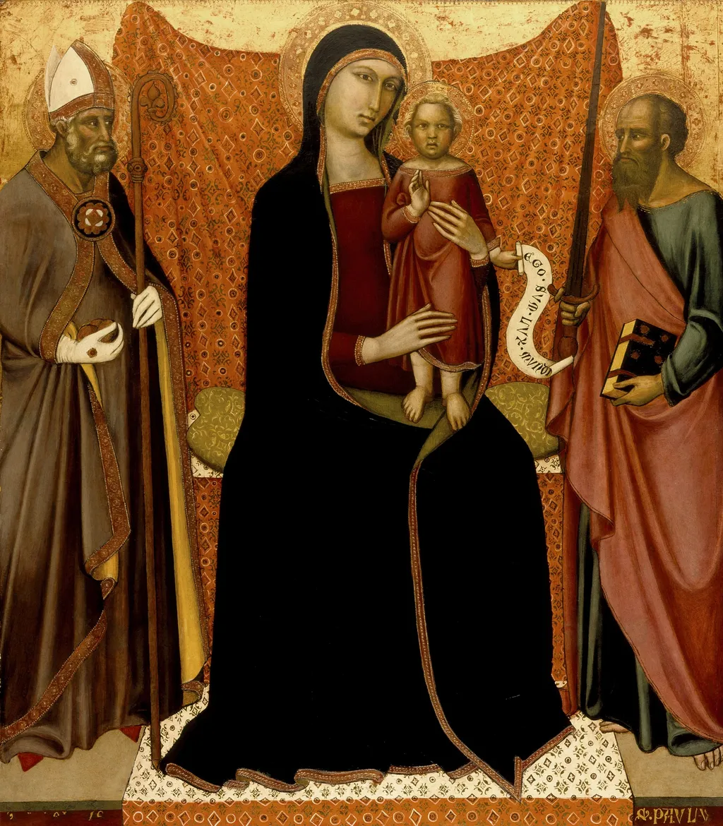 Madonna and Child with Sts. Nicholas and Paul, by Luca di Tommè, tempera, 1370