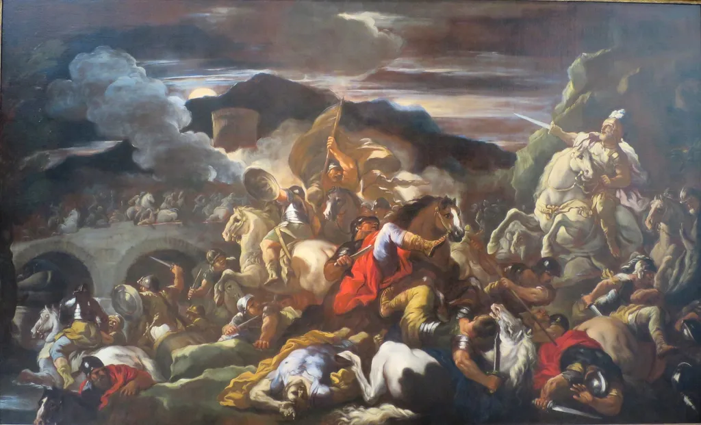 A Battle Scene, by Luca Giordano, oil, 1650
