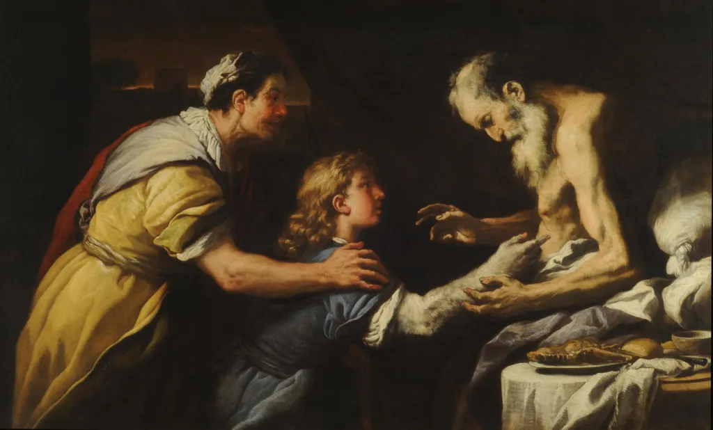 Introduction of Jacob to Isaac, by Luca Giordano, oil, 1679