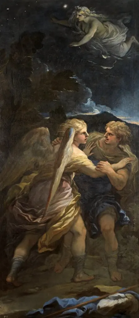 Lucha de Jacob con el ángel, by Luca Giordano