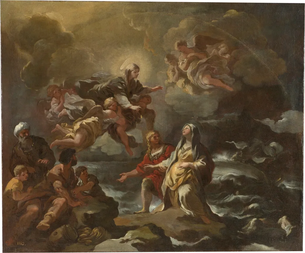 Saint Bridget saved from a shipwreck by the Virgin Mary, by Luca Giordano, oil, 1700