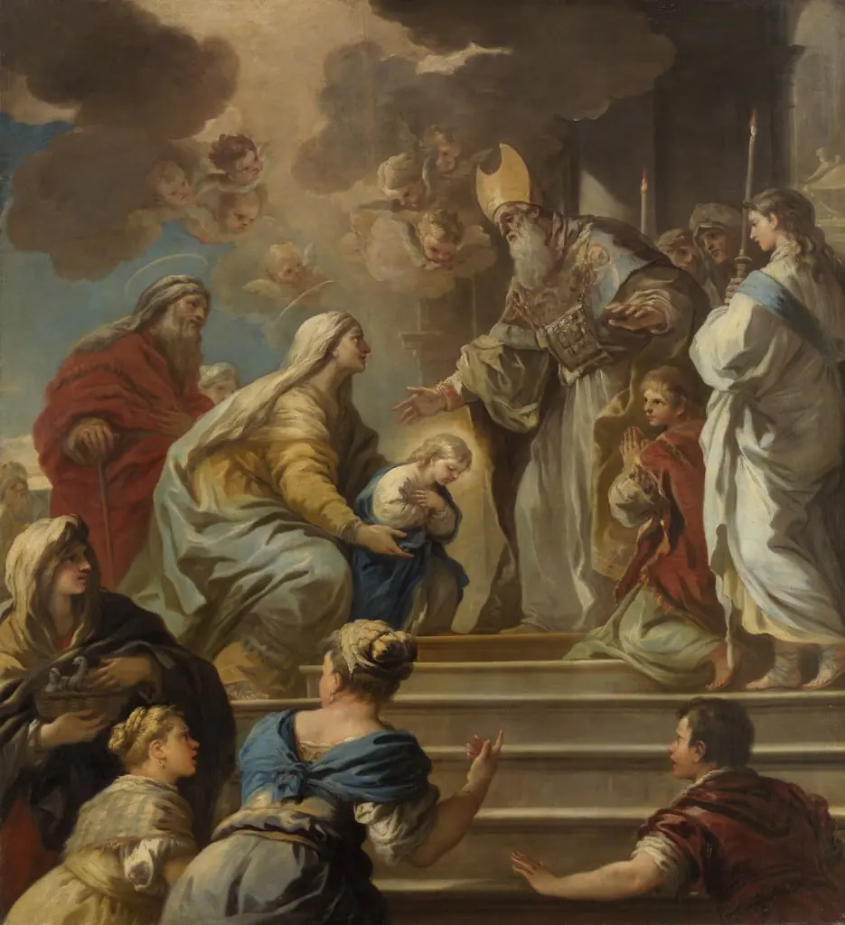 Tempelgang Mariae, by Luca Giordano