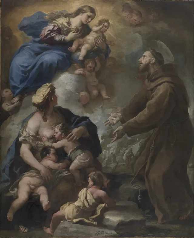 The Virgin and Child Appearing to Saint Francis of Assisi — Luca Giordano