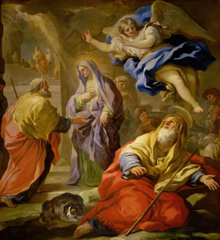 Verheißung an Joachim und Begegnung von Joachim und Anna an der Goldenen Pforte, by Luca Giordano