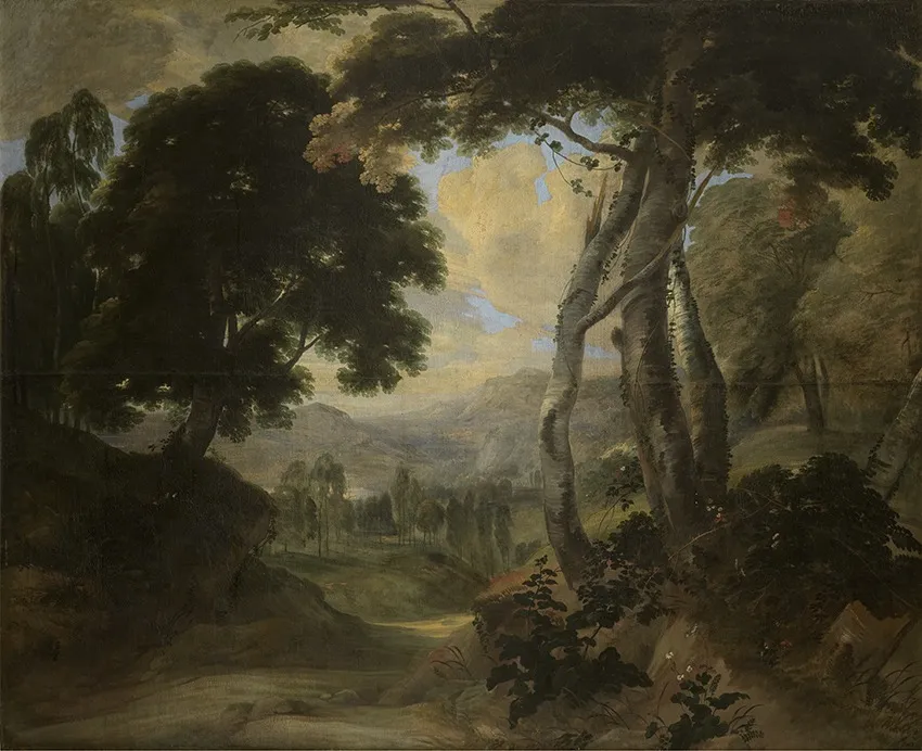 Wooded Landscape, by Lucas Achtschellinck, oil, 1626