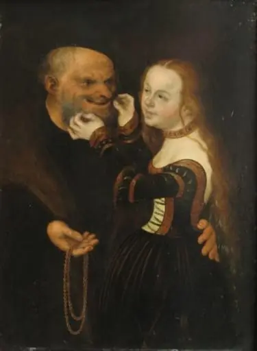 Pereche nepotrivită (Bărbat bătrân și femeie tânără), by Lucas Cranach cel Bătrân