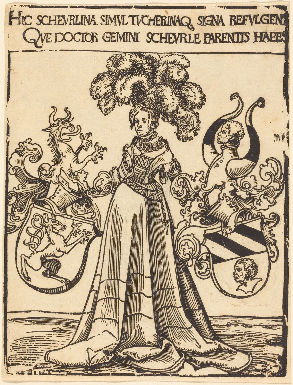 Bookplate of Scheurl and Tucher, by Lucas Cranach the Elder, ink, 1512