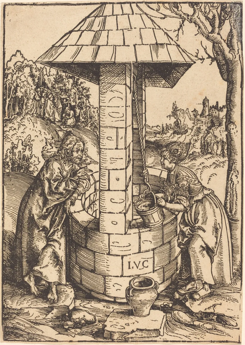 Christ and the Woman of Samaria, by Lucas Cranach the Elder, ink, 1512