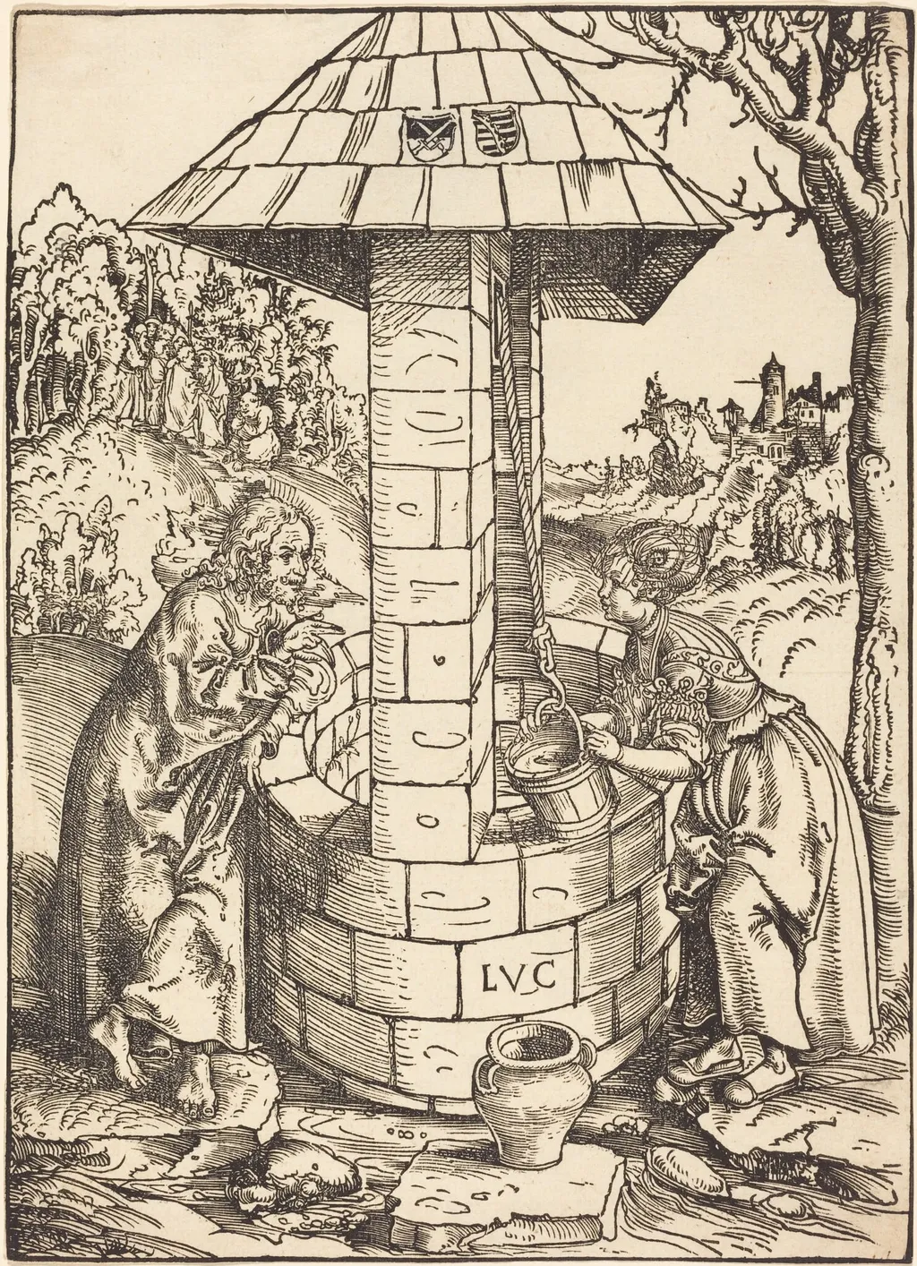 Christ and the Woman of Samaria, by Lucas Cranach the Elder, ink, 1512