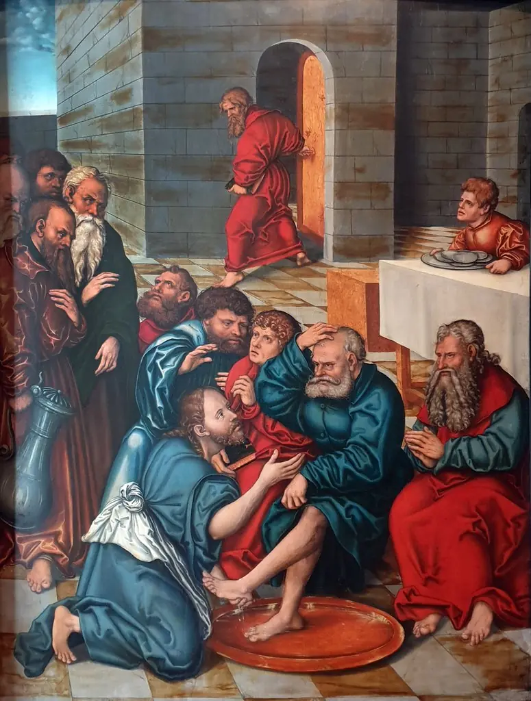 Cycle of Passion: Christ washing the feet of the apostles, by Lucas Cranach the Elder
