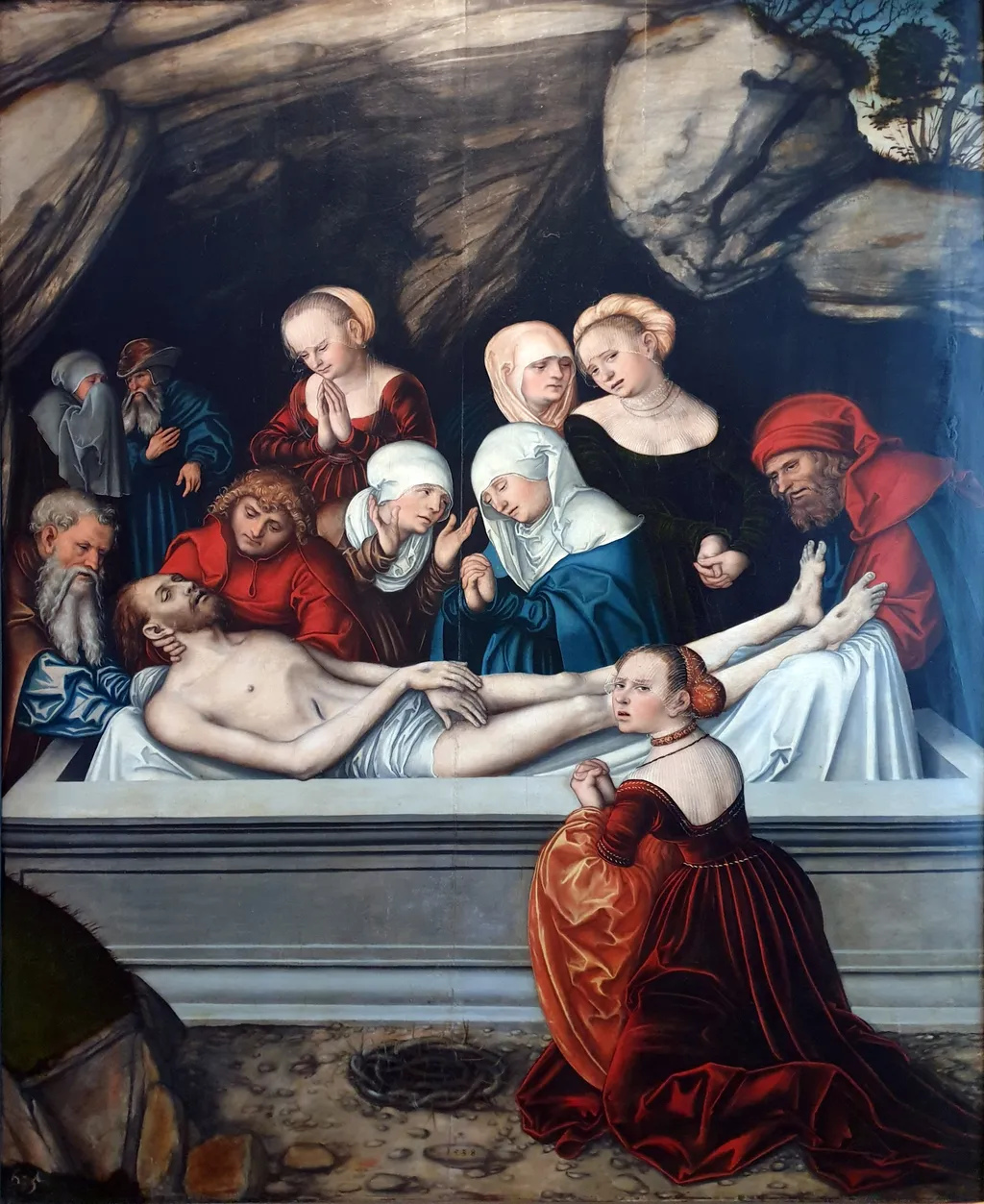 Cycle of Passion: The Entombment, by Lucas Cranach the Elder, paint, 1538