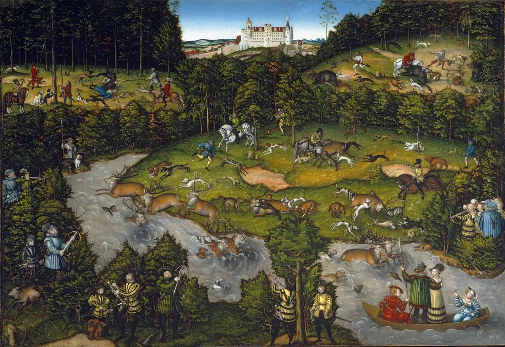 Hunting near Hartenfels Castle, by Lucas Cranach the Elder