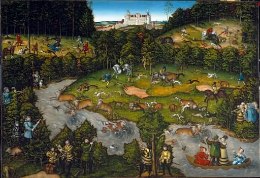 Hunting near Hartenfels Castle, by Lucas Cranach the Elder